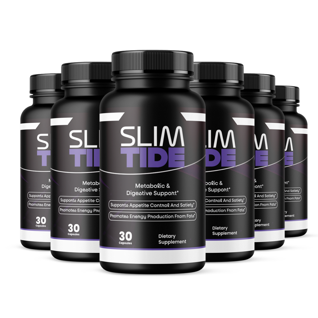 Six bottles of SlimTide nutritional supplement